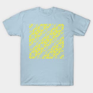 Abstract Diagonal Bright Yellow Shark Pattern on default Aqua background T-Shirt